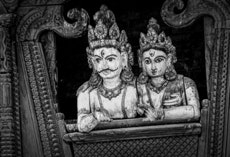 Shiva & Parvati am Fenster ihres Tempels, Durbar Square, Kathmandu, Nepal